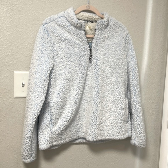 5/$25 Teddy Blue Greay Msrbled Sherpa 1/4 Zip Pullover - Picture 3 of 4